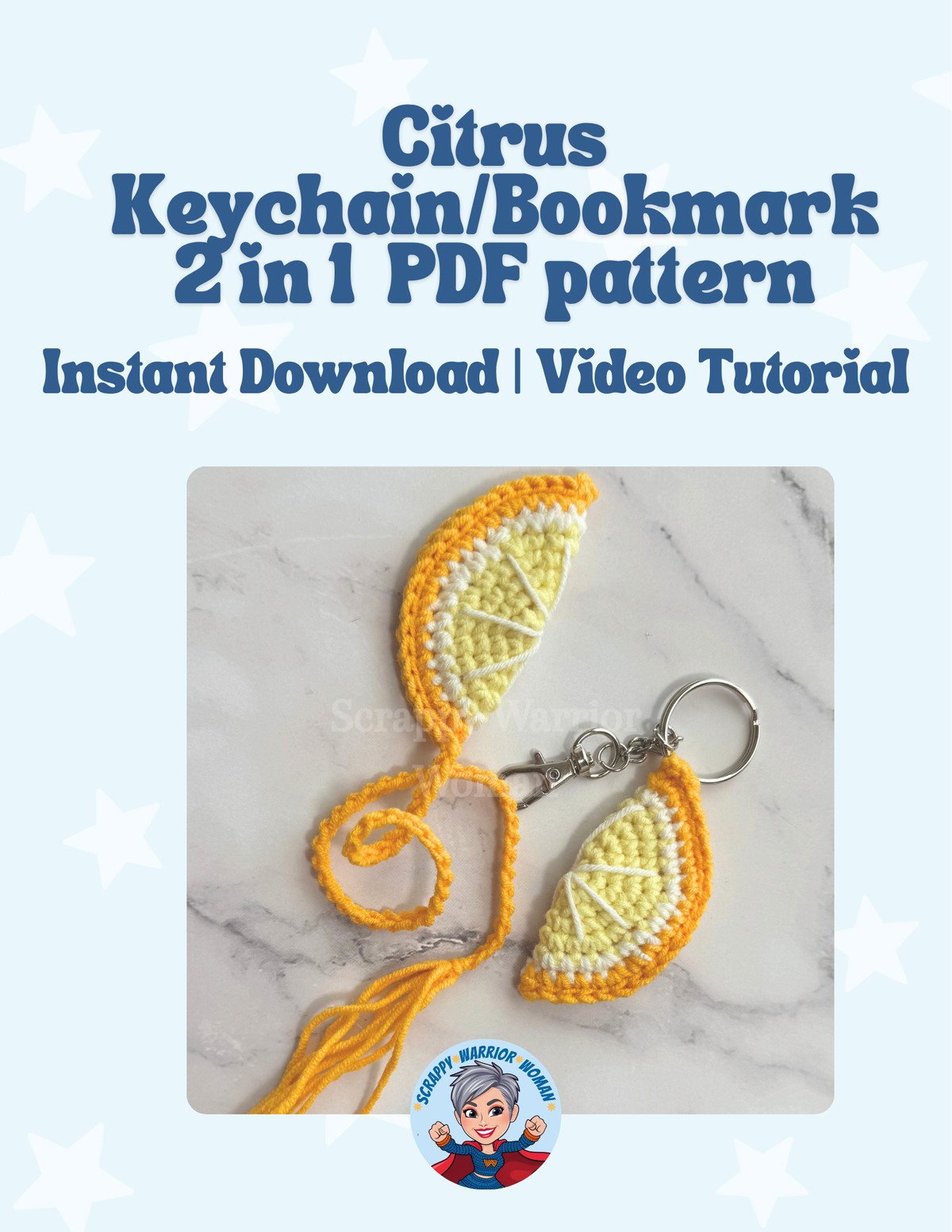 Crochet Citrus Bookmark & Keychain – 2-in-1 Pattern + Video Tutorial
